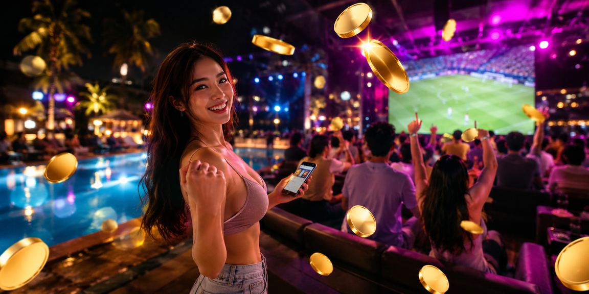 Ánh đèn neon casino cá cược tại bãi biển Mũi Né về đêm